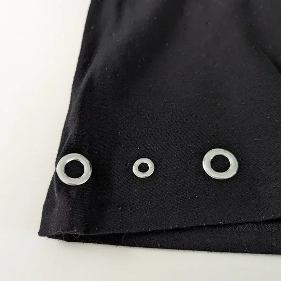 Michael Kors Black Mini Skirt with Silver Grommet Border - Picture 3 of 7